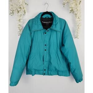 Vintage Adventure Gear Down Puffer Jacket Size Large Teal 90s Y2K Outdoor Lodge